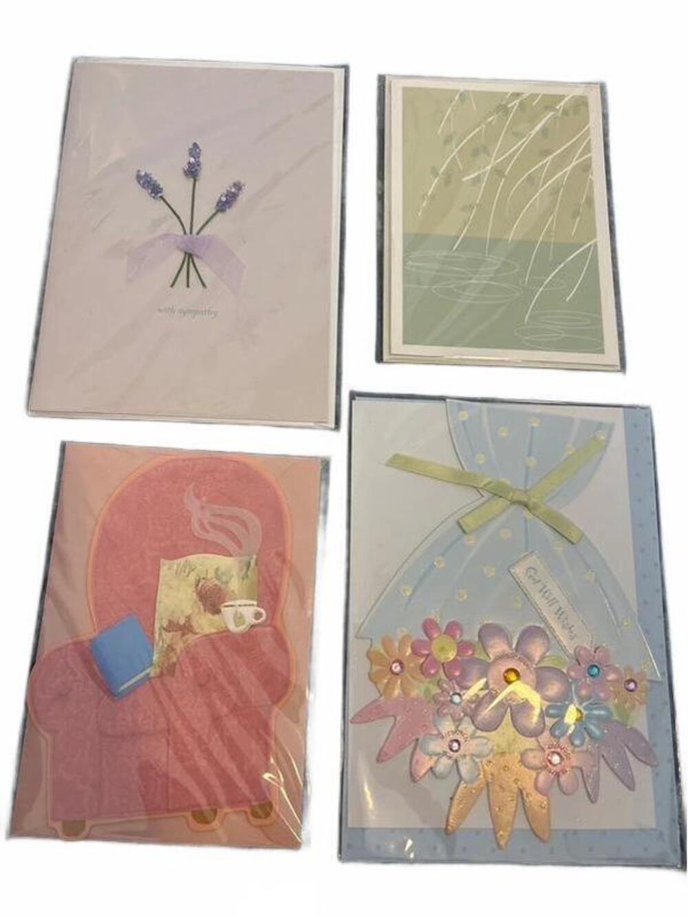 Set of 4 Handcrafted Sympathy and Get Well Greeting Cards - New in Packaging